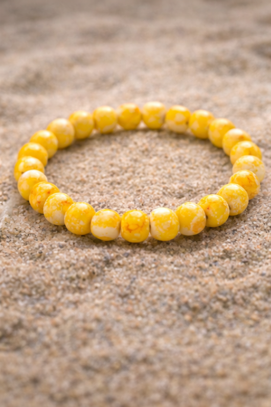 Golden Amber Stone Beaded Bracelet