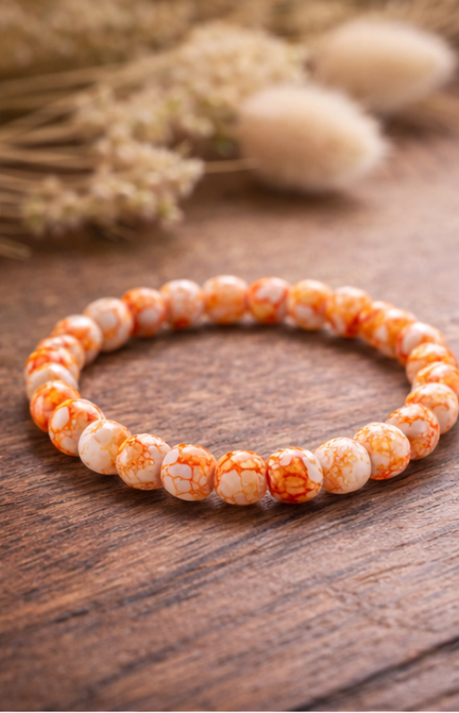 Sunflare Orange Jasper Beaded Bracelet