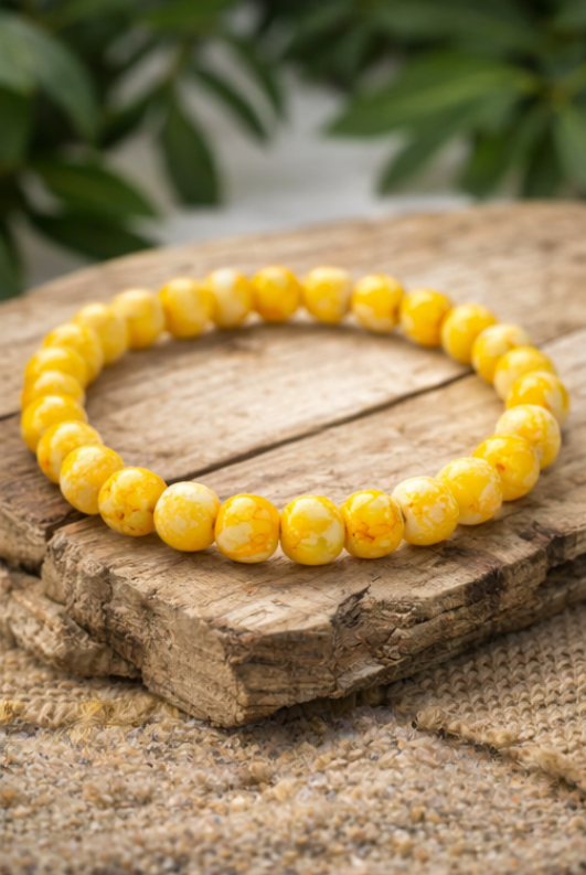 Golden Amber Stone Beaded Bracelet