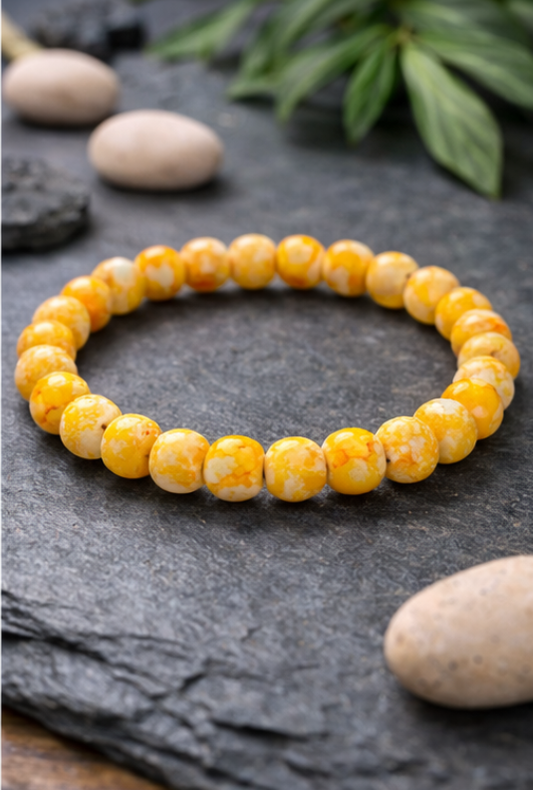 Golden Amber Stone Beaded Bracelet