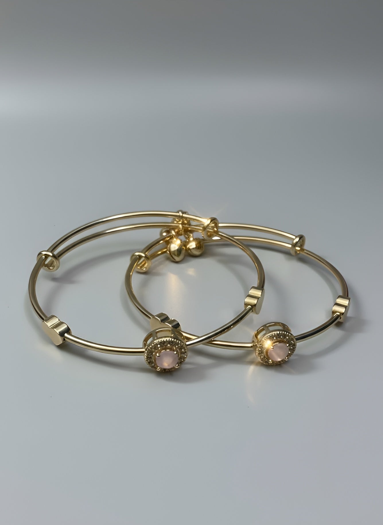 Blush Halo Gold Bangles (Set of 2)