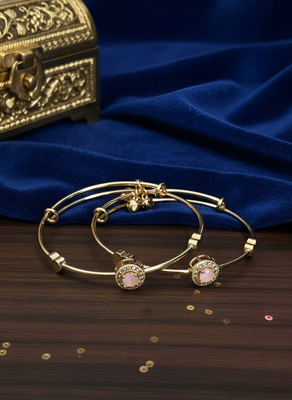 Blush Halo Gold Bangles (Set of 2)