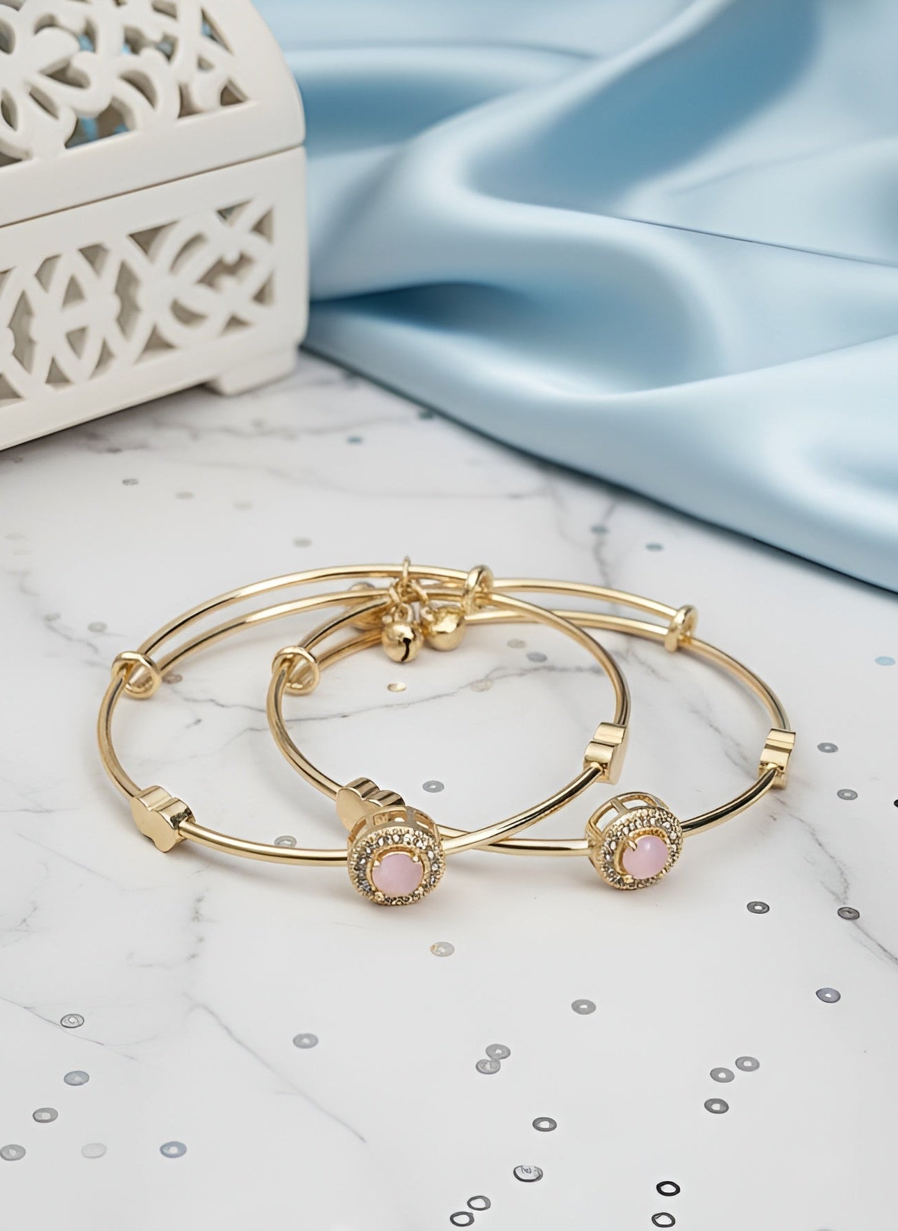 Blush Halo Gold Bangles (Set of 2)