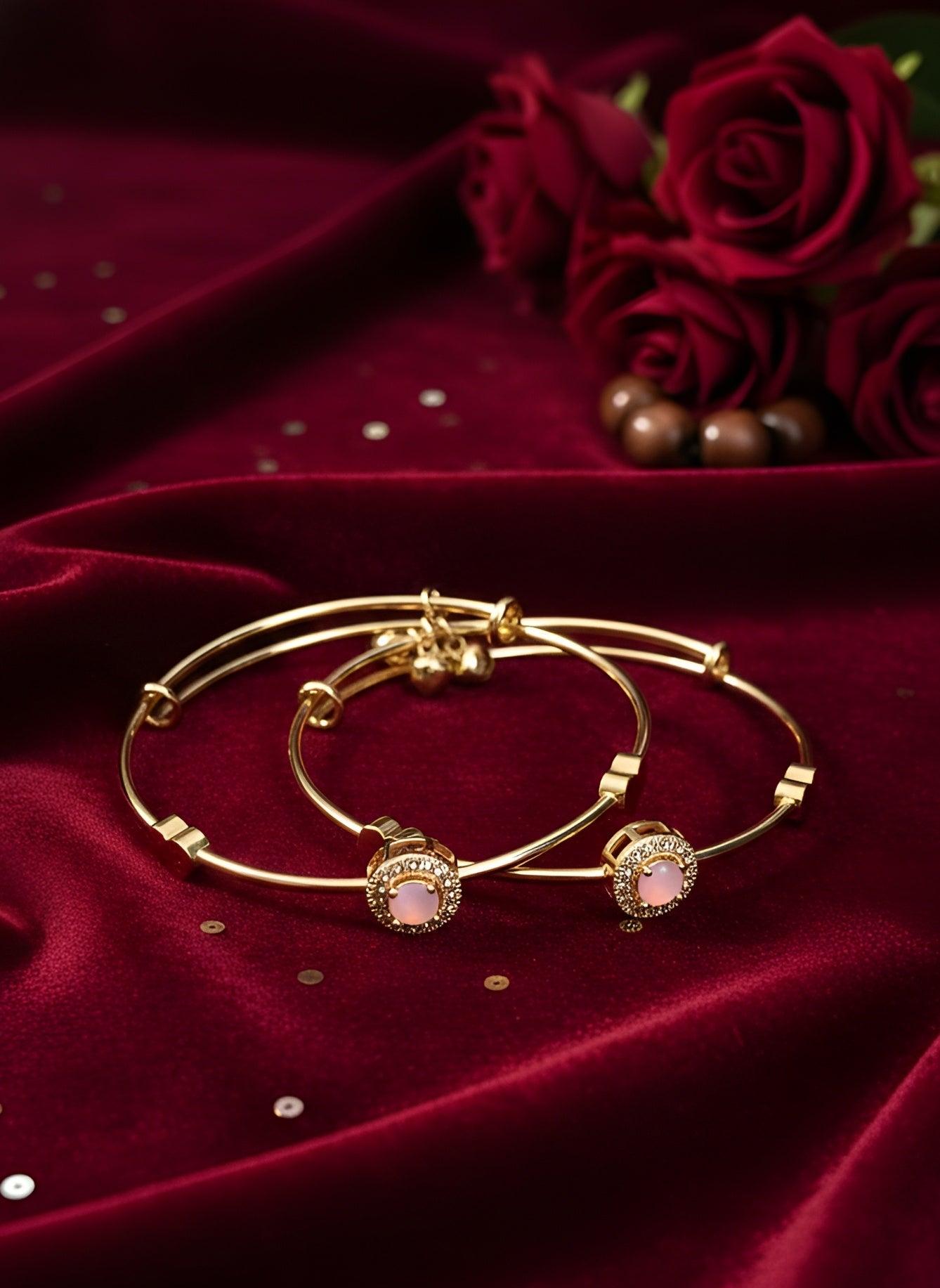 Blush Halo Gold Bangles (Set of 2)