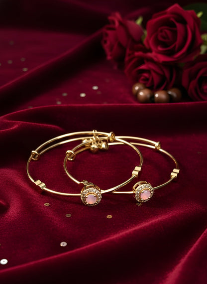 Blush Halo Gold Bangles (Set of 2)