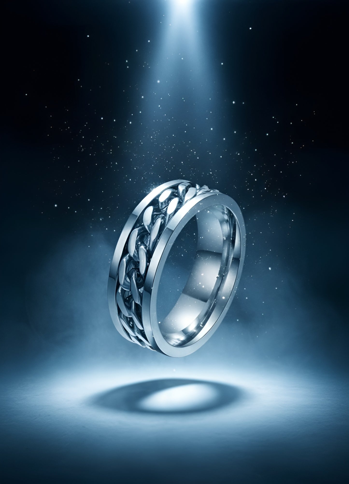 Silver Chain Inlay Stainless Steel Ring