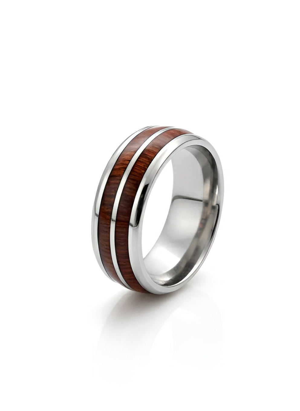 Modern Silver & Wood Inlay Band