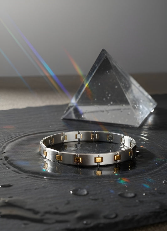 Two-Tone Stainless Steel Bracelet with Gold Accents